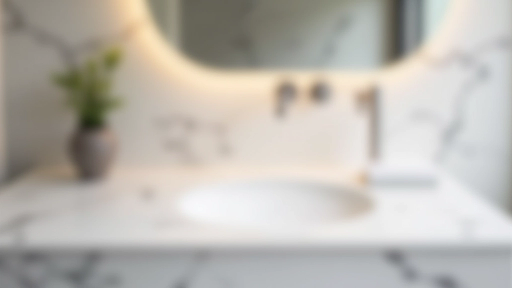 Bancone bagno in marmo di Carrara bianco con venature grigie, con rubinetteria moderna in acciaio inox e specchio illuminato