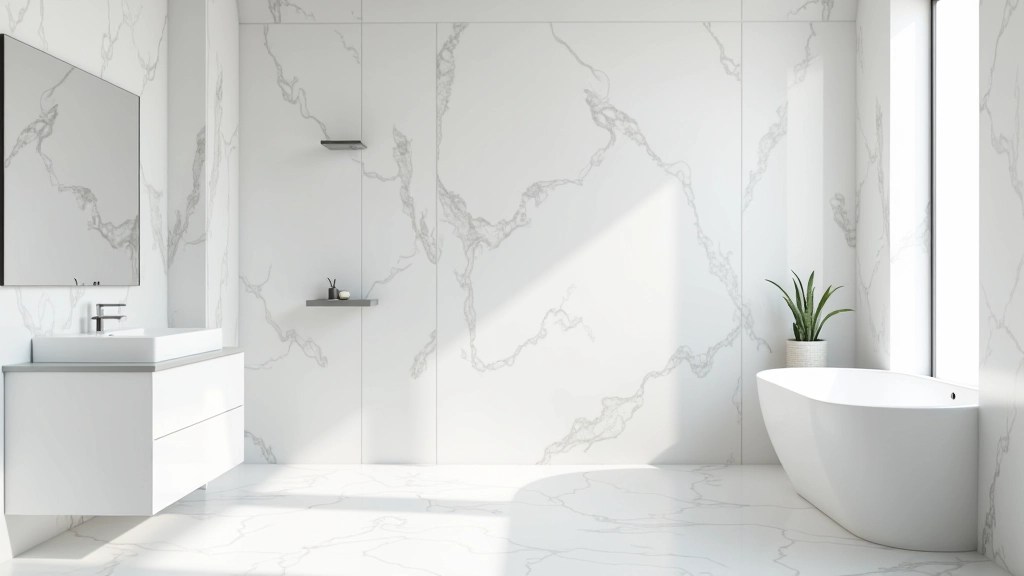 Bagno con marmo Carrara e piastrelle geometriche