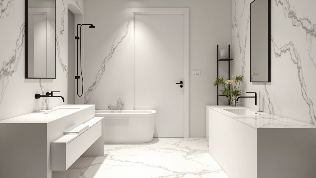 Bagno moderno con marmo di Carrara e design contemporaneo italiano